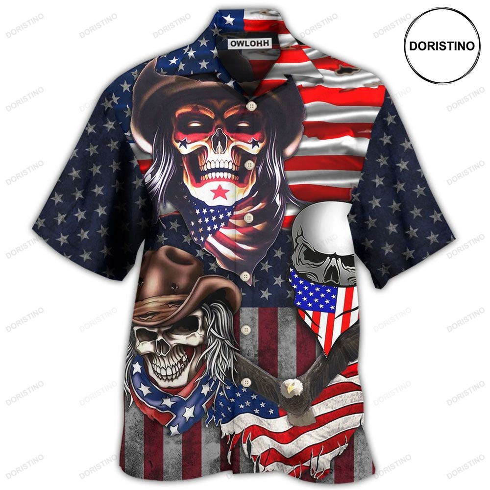 Skull Independence Day Cowboy Skull Us Hawaiian Shirt