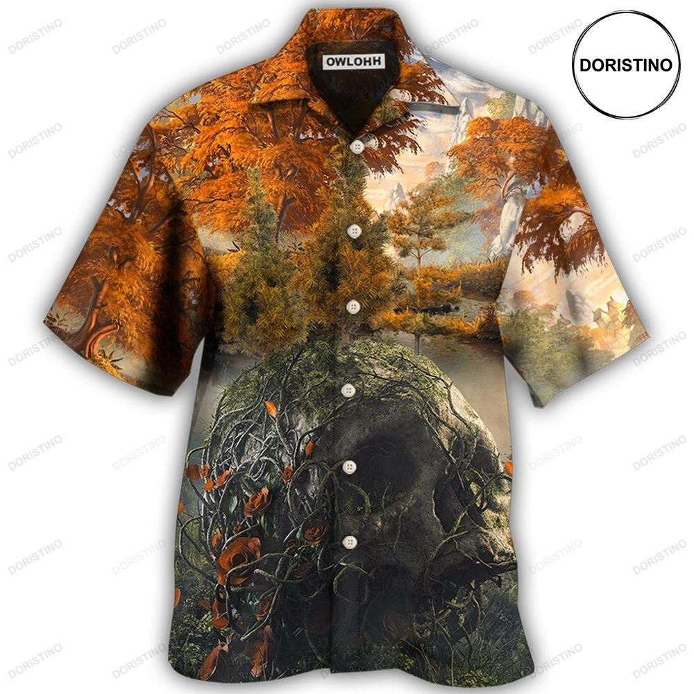 Skull Into The Forest I Go Hiking Lover Camping Awesome Hawaiian Shirt