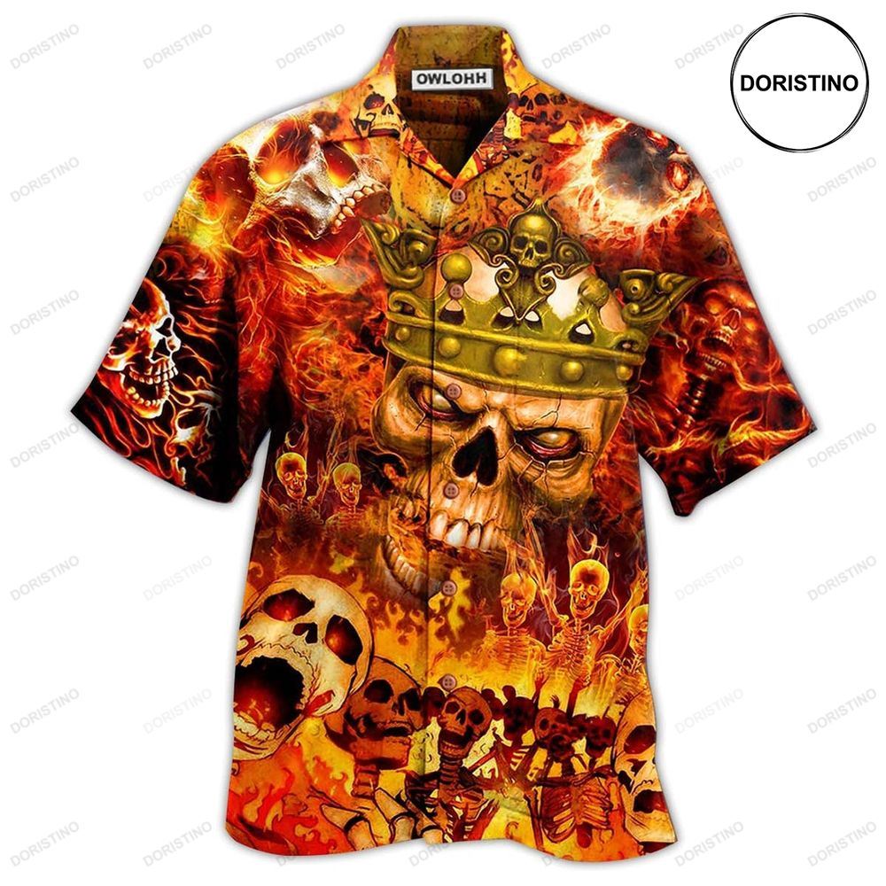 Skull King On Fire Limited Edition Hawaiian Shirt