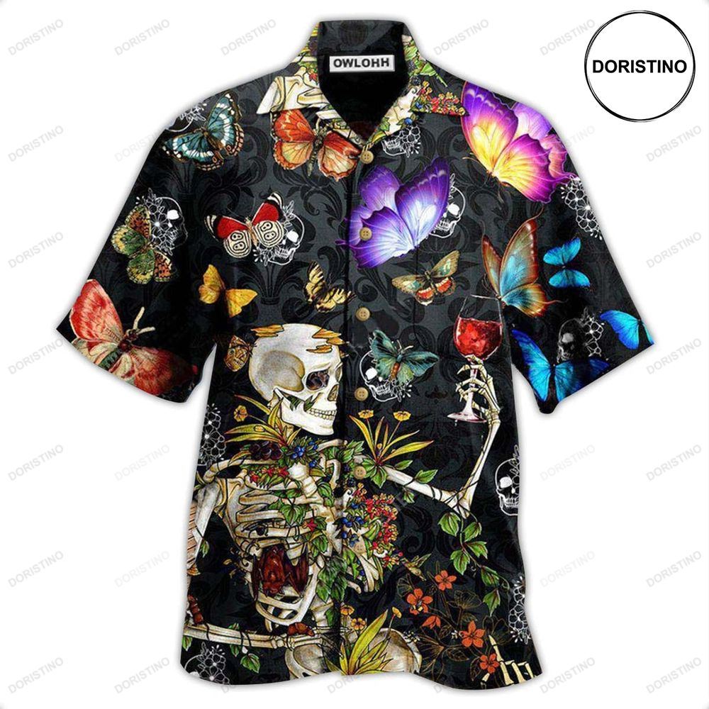 Skull Love Butterfly Overnight Hawaiian Shirt