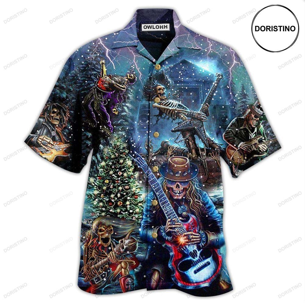 Skull Playing Rock Party Music Awesome Hawaiian Shirt