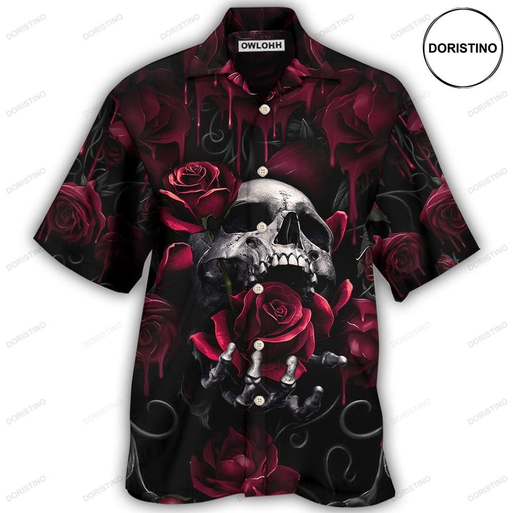 Skull Rose Blood Dark Screaming Awesome Hawaiian Shirt