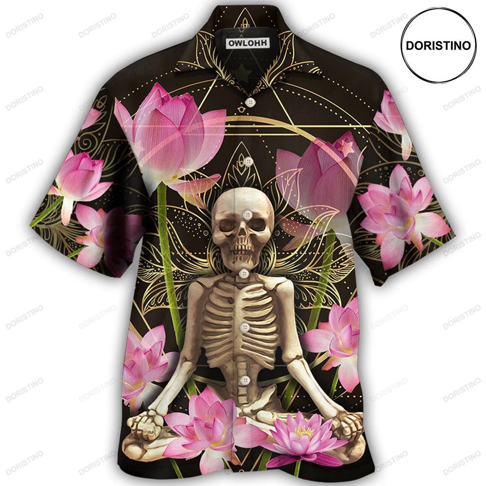 Skull Yoga Lighting Lotus Flower Hawaiian Shirt