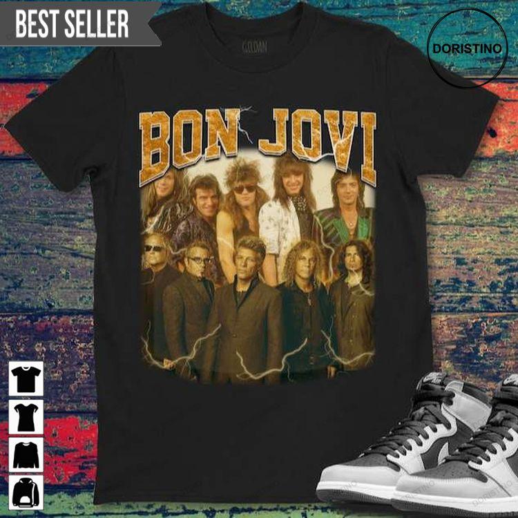 Bon Jovi Band Vintage Potrait Poster Rock Music Doristino Awesome Shirts