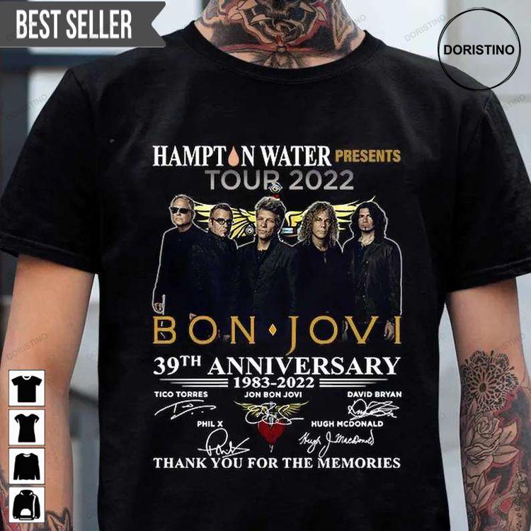 Bon Jovi Hampton Water Presents Tour 2022 Signatures Doristino Awesome Shirts