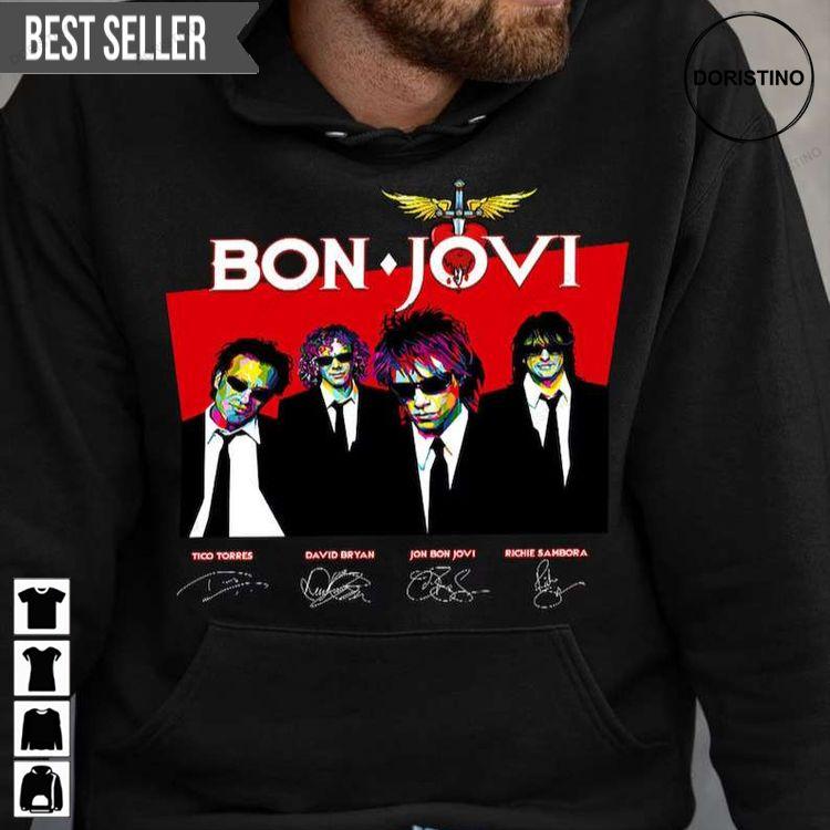 Bon Jovi Rock Band Signatures For Men And Women Doristino Awesome Shirts