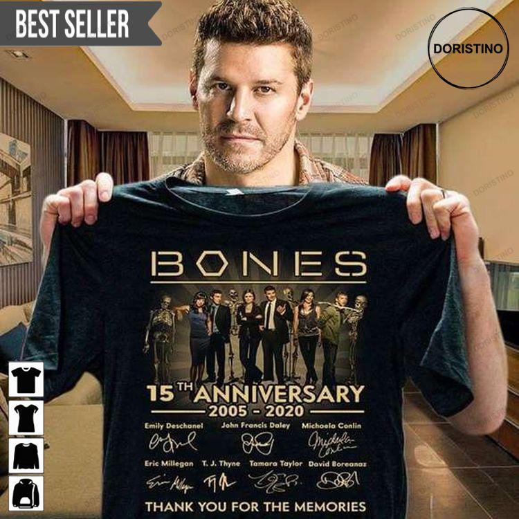 Bones Tv Series 15th Anniversary Signatures Thank You For The Memories Doristino Awesome Shirts