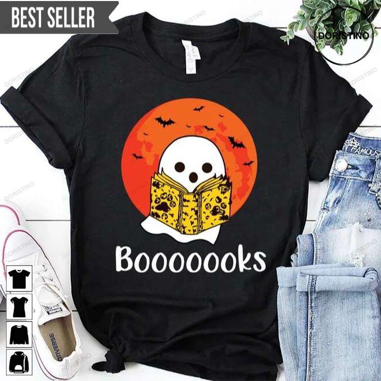 Boo Ghost Books Booooks Halloween Doristino Limited Edition T-shirts