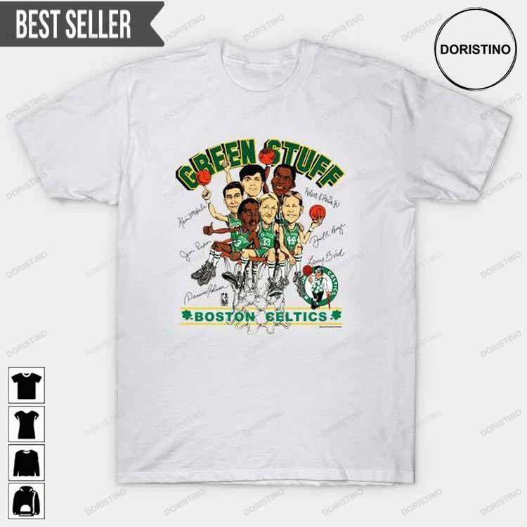 Boston Celtics Cartoon Larry Bird Vintage 1980s Doristino Limited Edition T-shirts