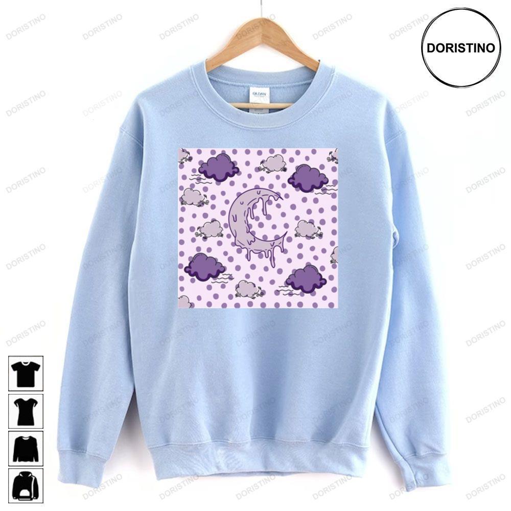 Melting Crescent Moon Cloud Night Purple Polka Dots 2 Doristino Sweatshirt Long Sleeve Hoodie