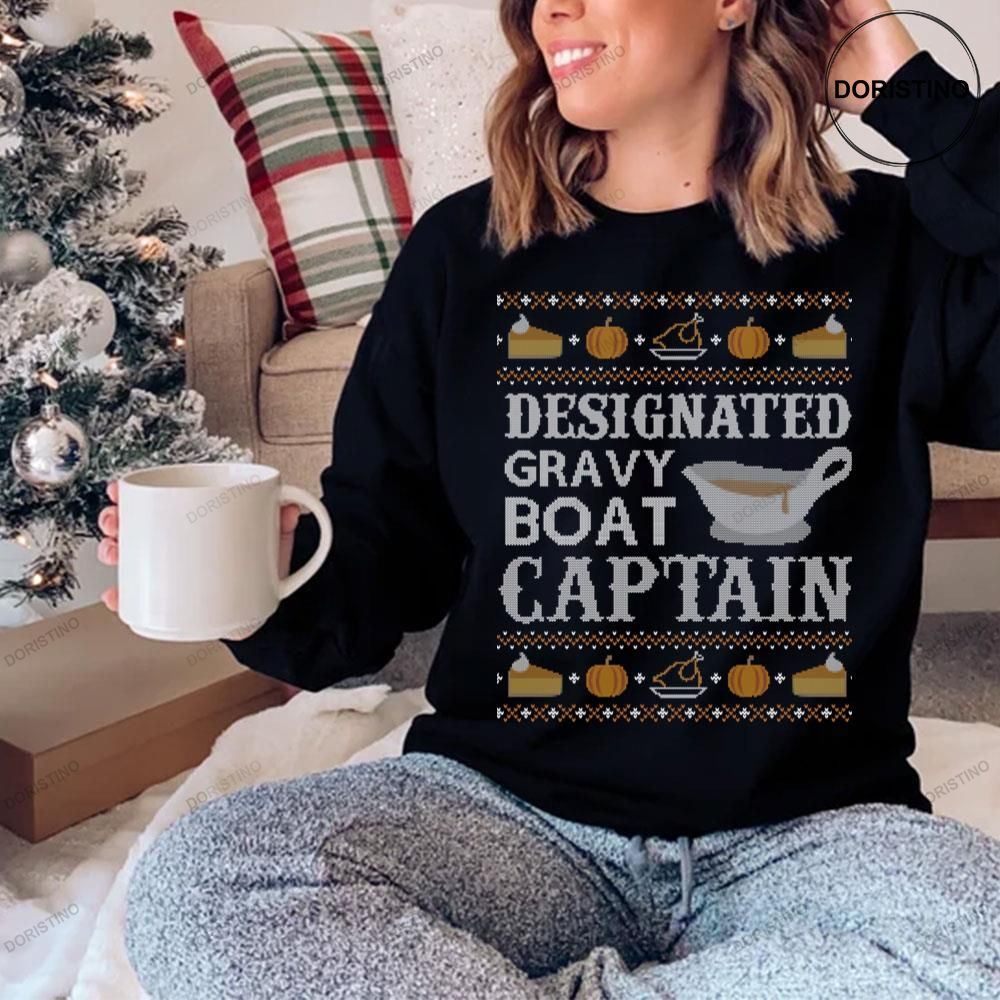 Designated Gravy Boat Captian Thanksgiving Knit Pattern Limited Edition T-shirt