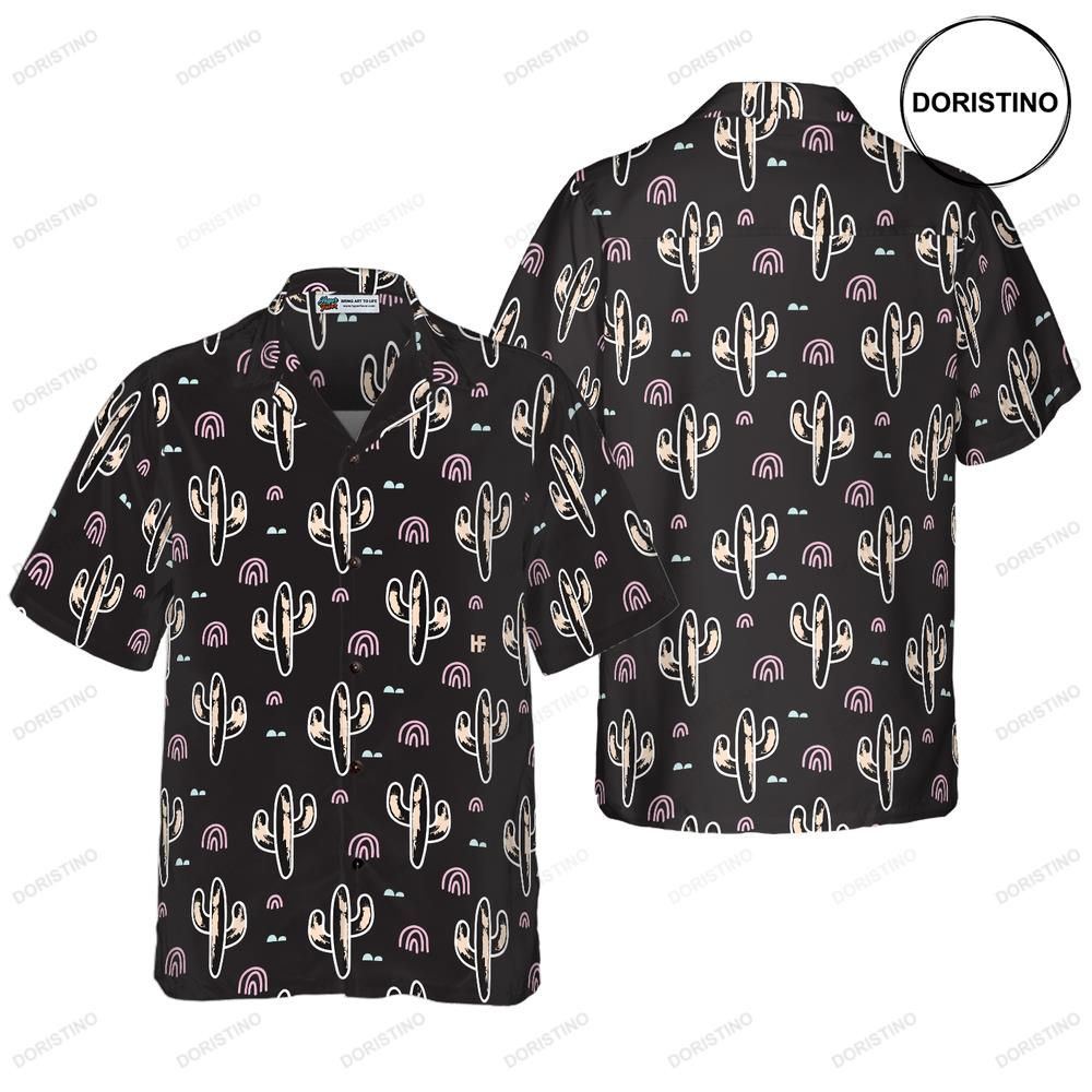 Cactus Plant Black Pattern Awesome Hawaiian Shirt