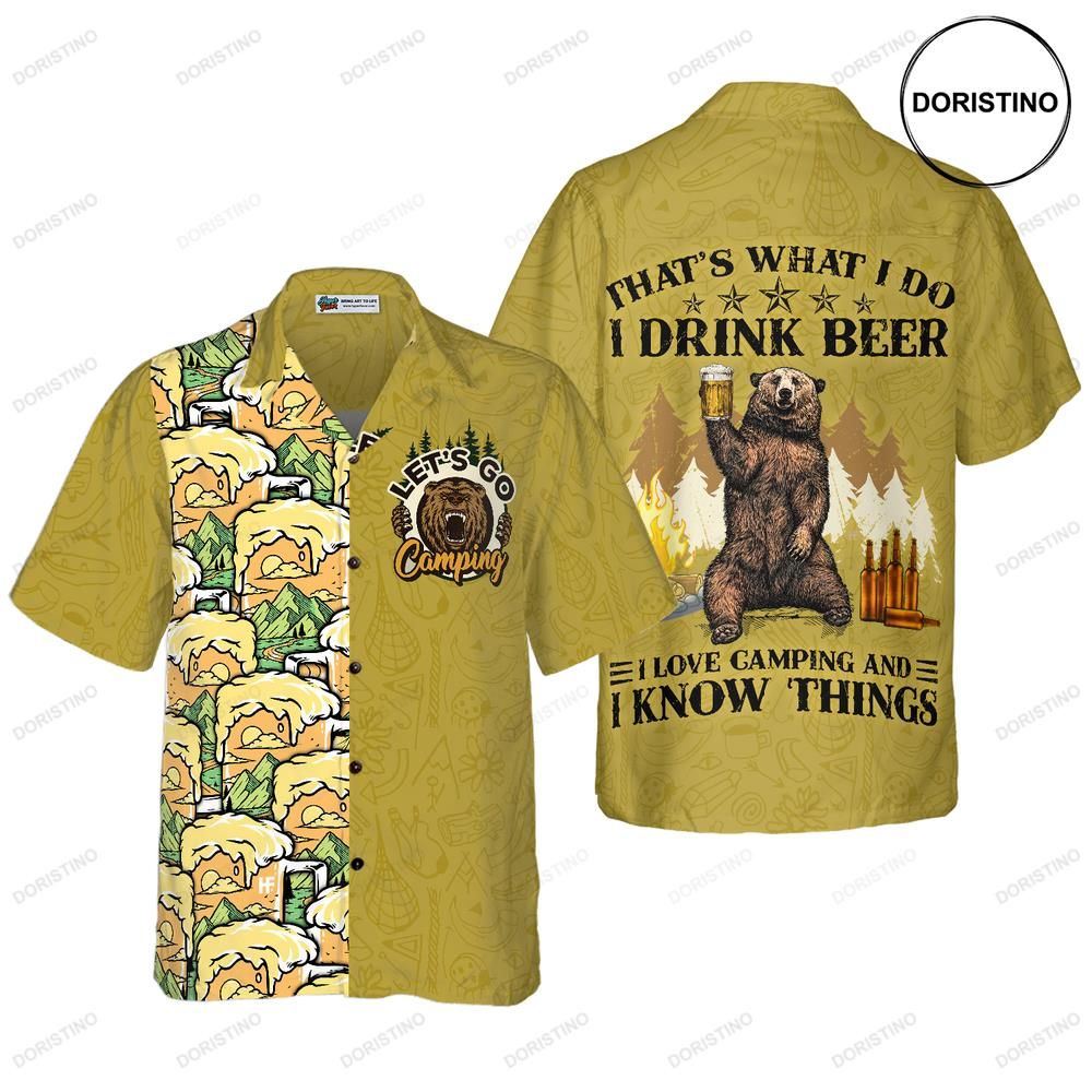 Camping Bear Drink Beer Awesome Hawaiian Shirt