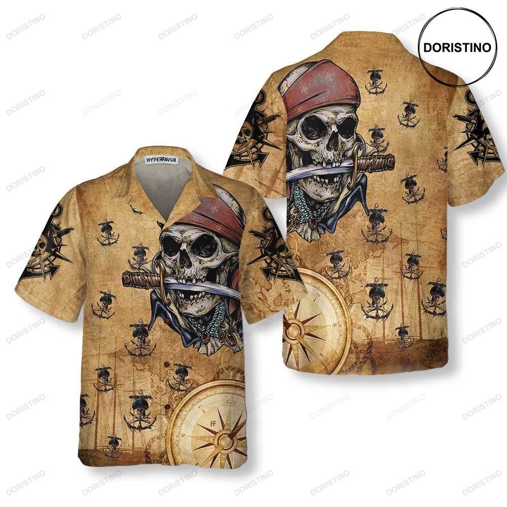 Captain Pirate Cool Pirate For Adults Pirate Pattern For Men Hawaiian Shirt