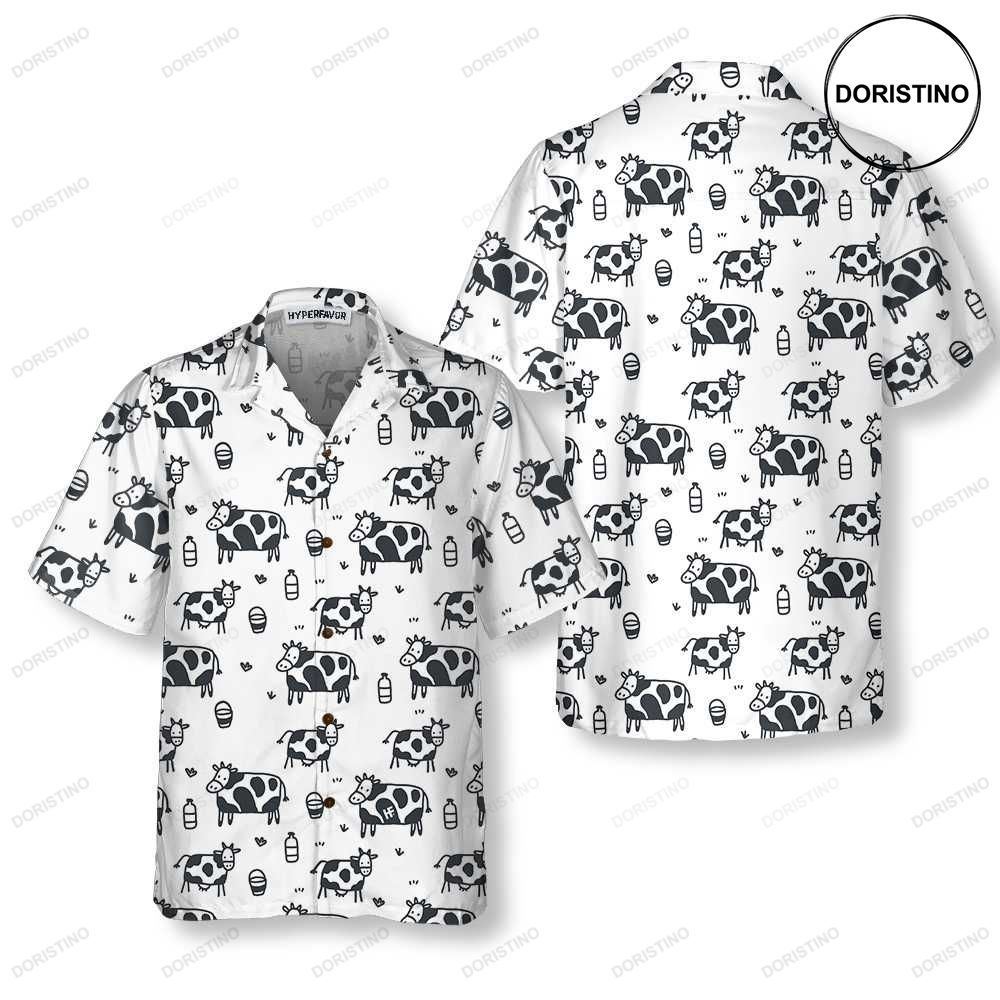 Cartoon Cow Funny Cow Print Button Up For Men Women Awesome Hawaiian Shirt
