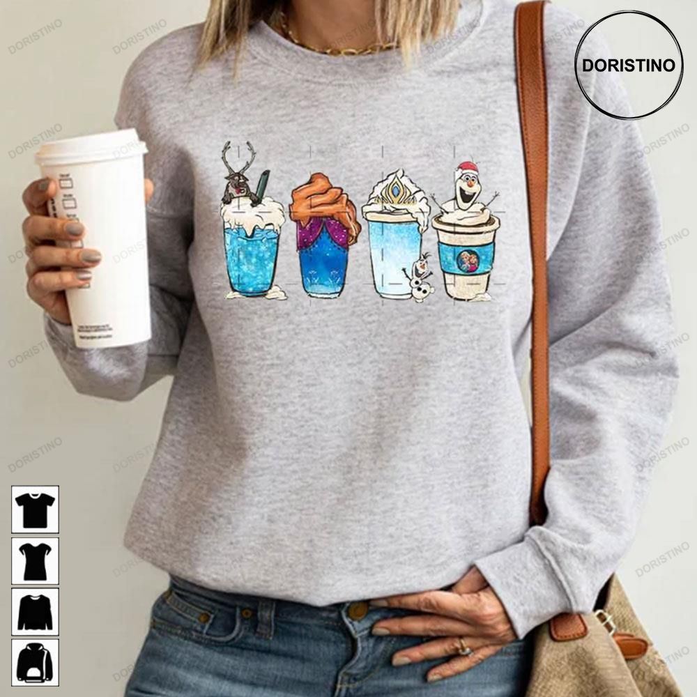 Anna Elsa And Olaf Christmas Coffee Latte Frozen Awesome Shirts