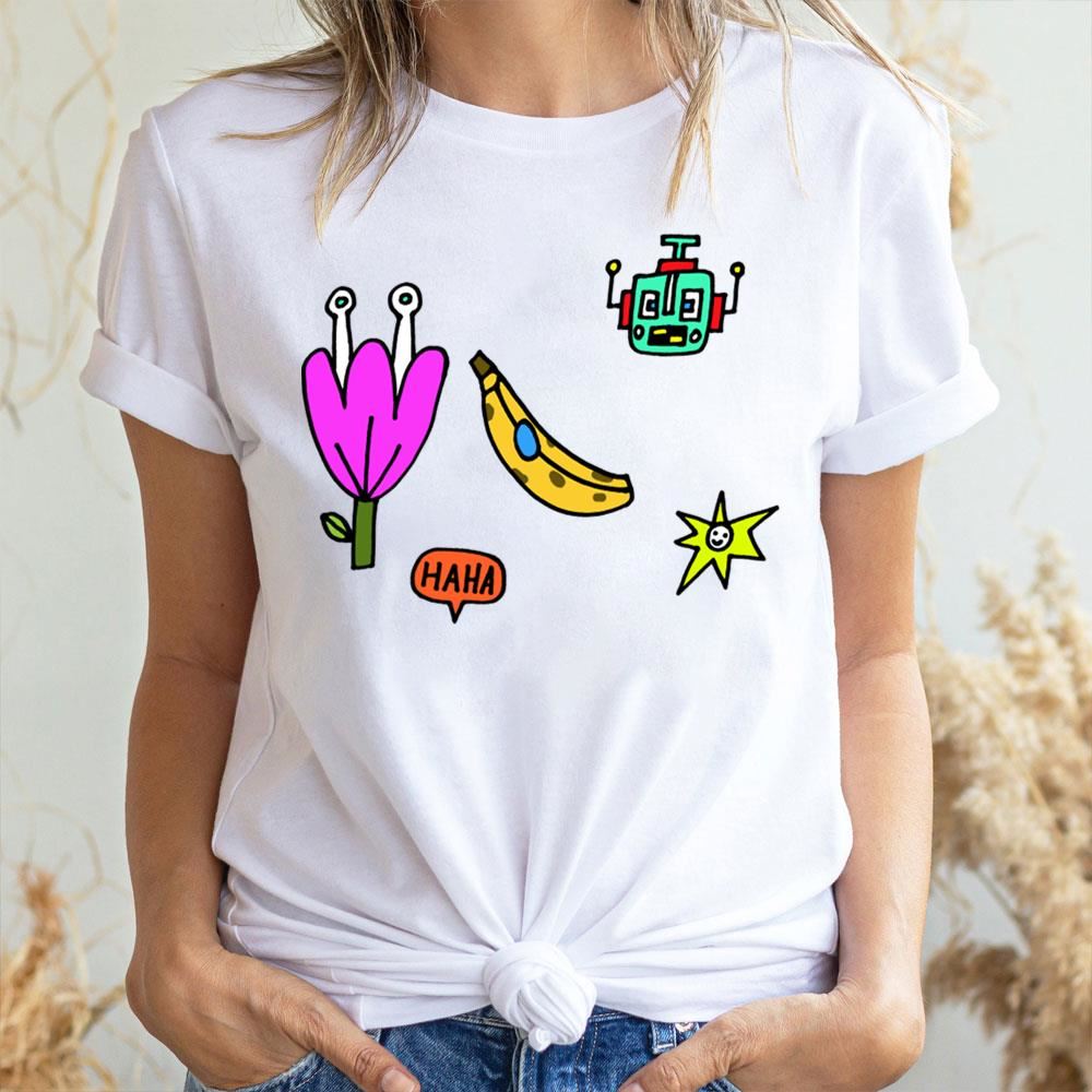 Haha Banana Flower Robot Cute Icon 2 Doristino Awesome Shirts