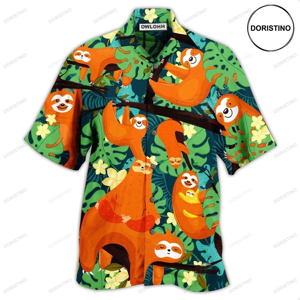Sloth Don't Worry Don't Hurry Hawaiian Shirt