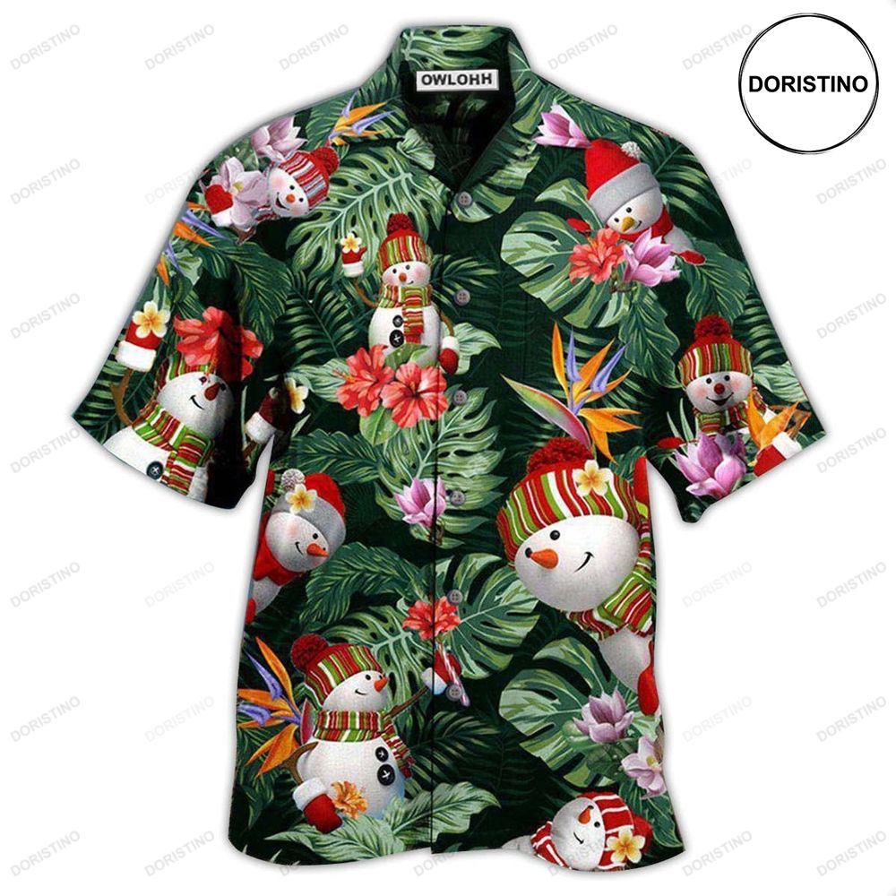 Snowman Stay Cool Tropical Leaf Awesome Hawaiian Shirt