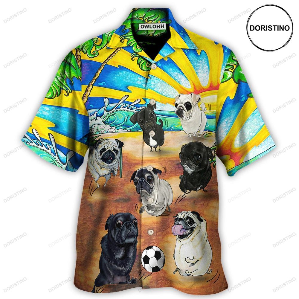 Soccer Beach Sports Pug Dog Beach Awesome Hawaiian Shirt