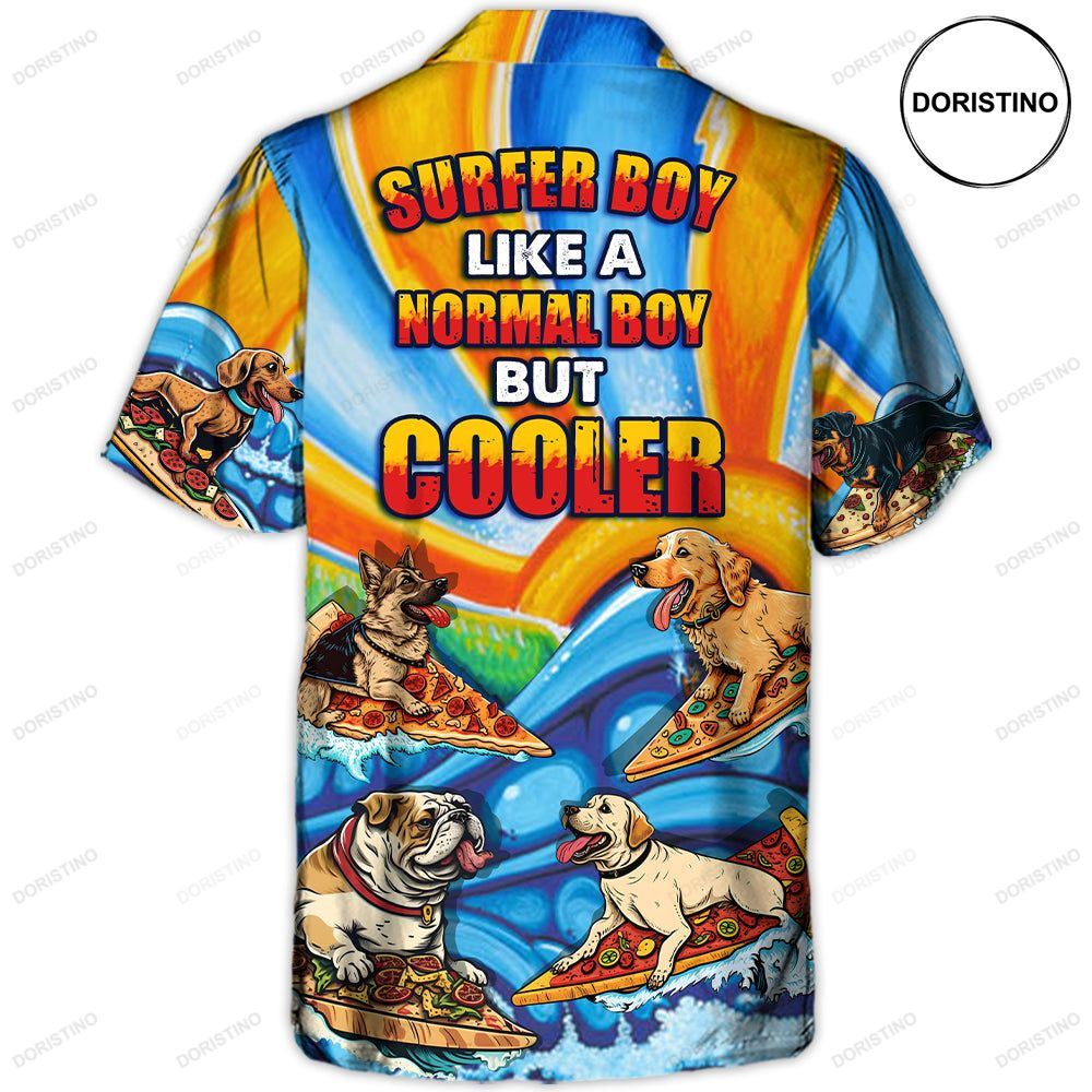Surfing Funny Dog Pizza Surfing Boy Like A Normal Boy But Cooler Lovers Surfing Limited Edition Hawaiian Shirt