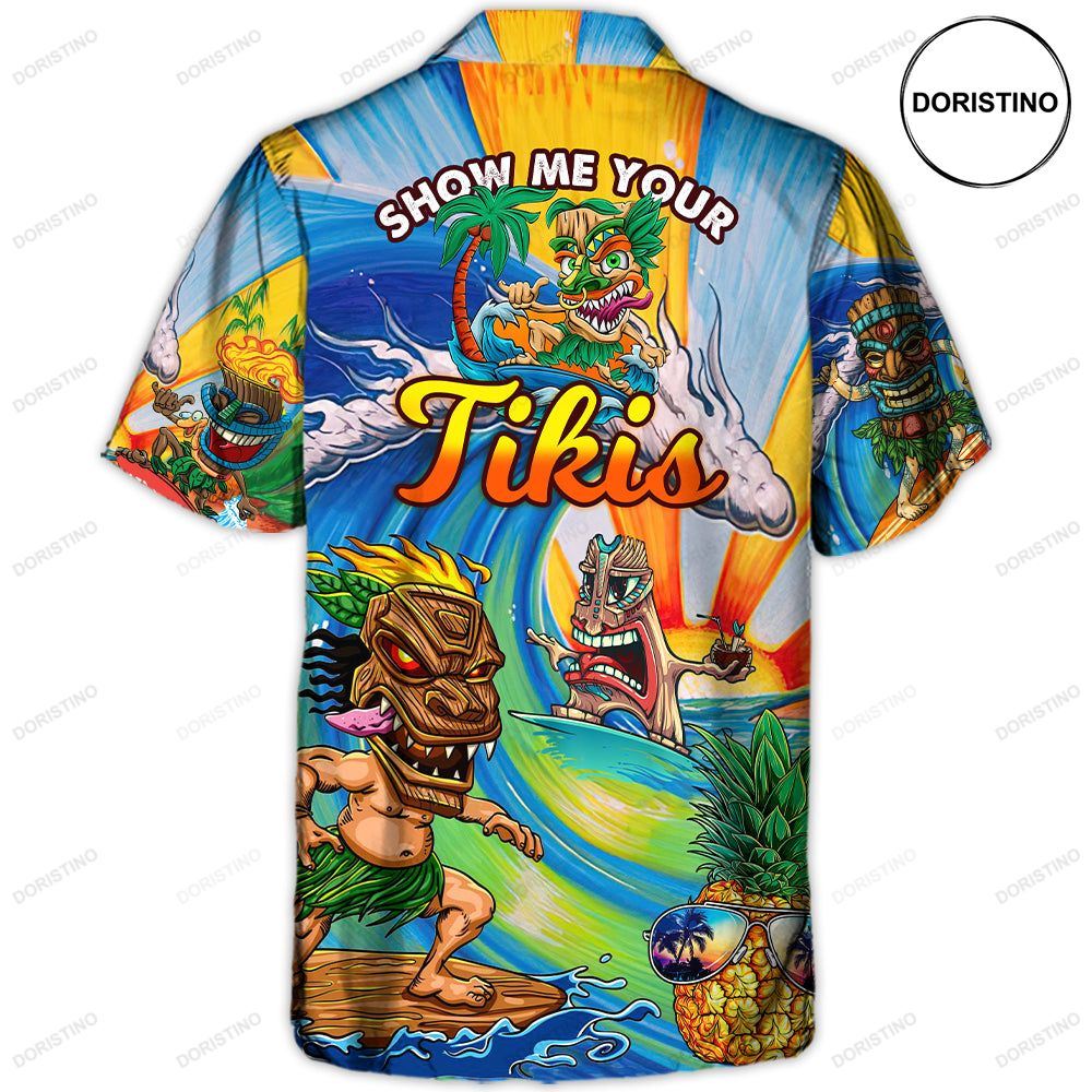 Surfing Funny Funny Tiki Show Me Your Tikis Surfing Lovers Limited Edition Hawaiian Shirt