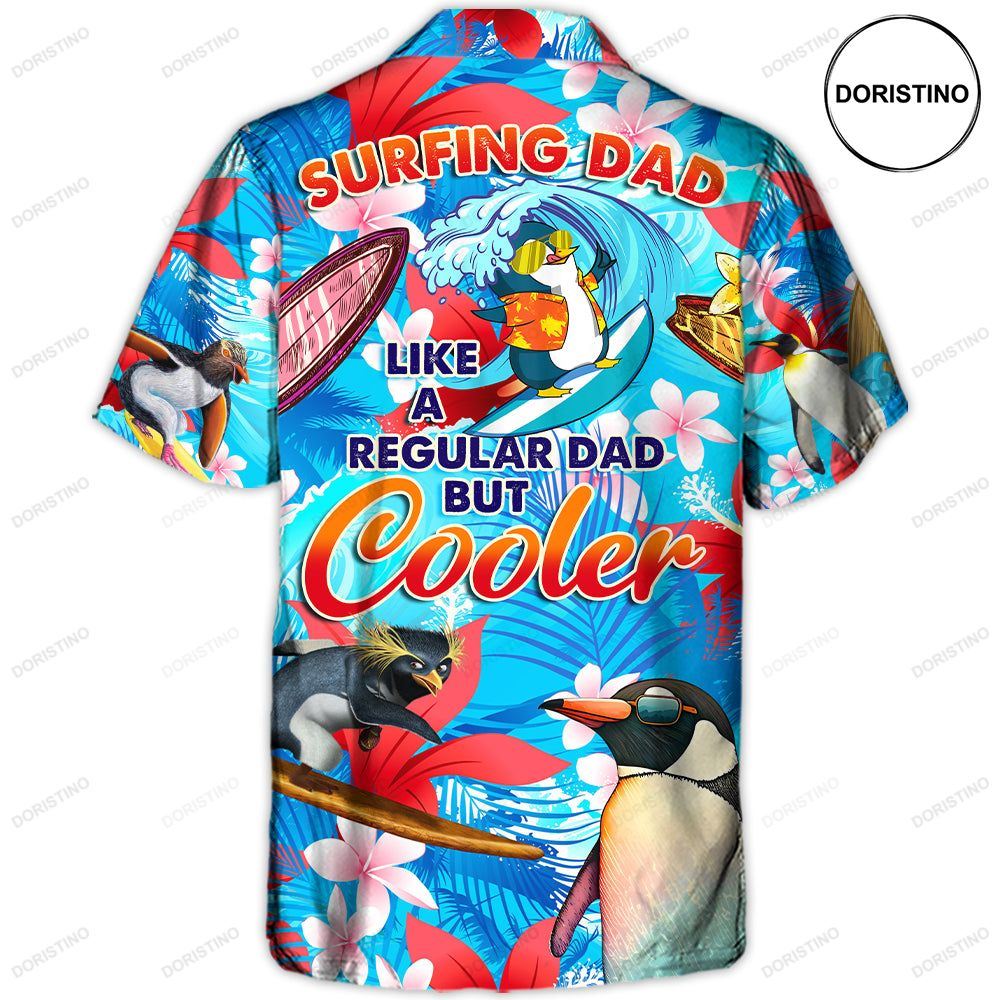 Surfing Funny Penguin Surfing Dad Like A Regular Dad But Cooler Lover Surfing Limited Edition Hawaiian Shirt