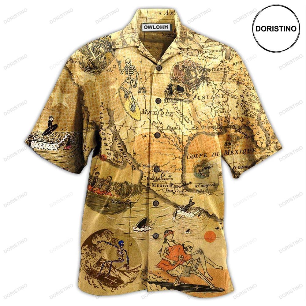 Surfing Skeleton Vintage Awesome Hawaiian Shirt