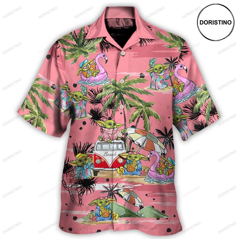 Sw Cartoon Baby Yoda Pink Limited Edition Hawaiian Shirt