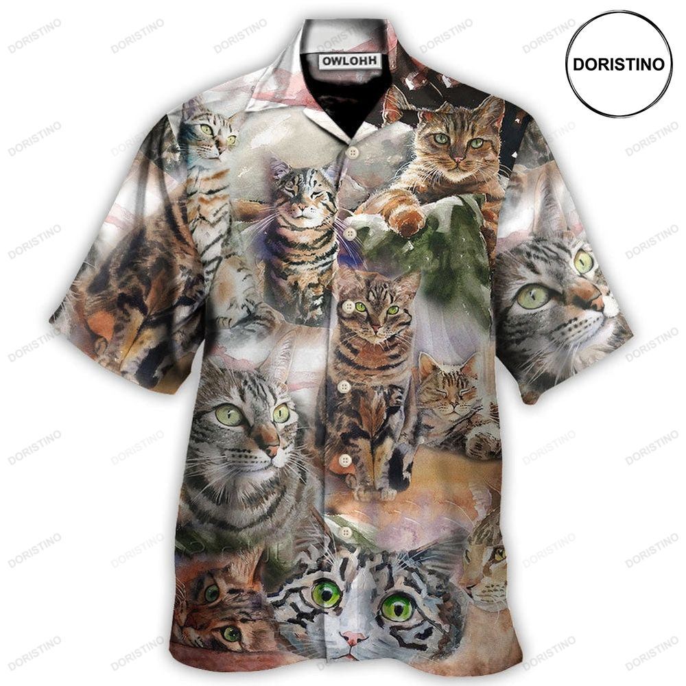 Tabby Cat Art Daily Portrait Awesome Hawaiian Shirt