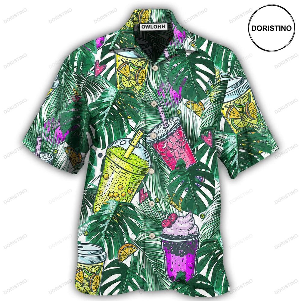 Tea Boba Tea Tropical Leaf Limited Edition Hawaiian Shirt