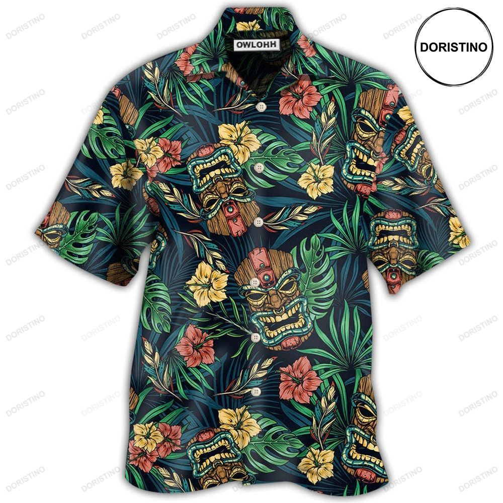 Tiki Hawaii Tropical Leaf Hawaiian Shirt