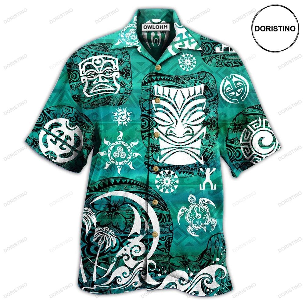 Tiki Love Turtle Geen Hawaiian Shirt