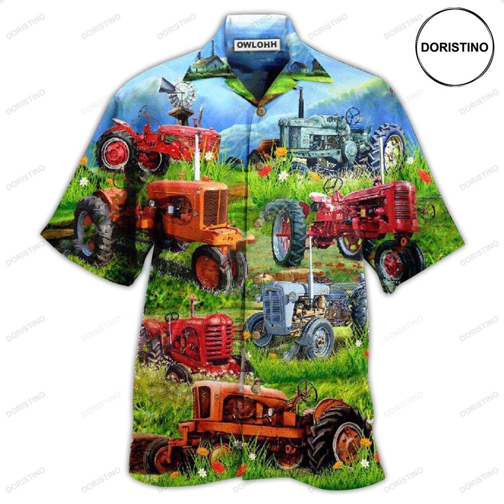 Tractor Real Men Drive Tractors Hawaiian Shirt