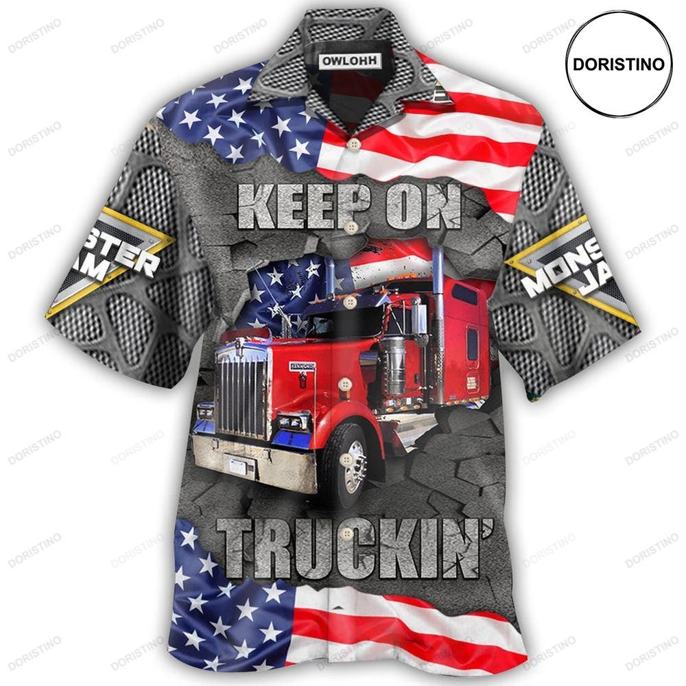 Truck Cool Monster Truck Keep On Truckin' America Limited Edition Hawaiian Shirt