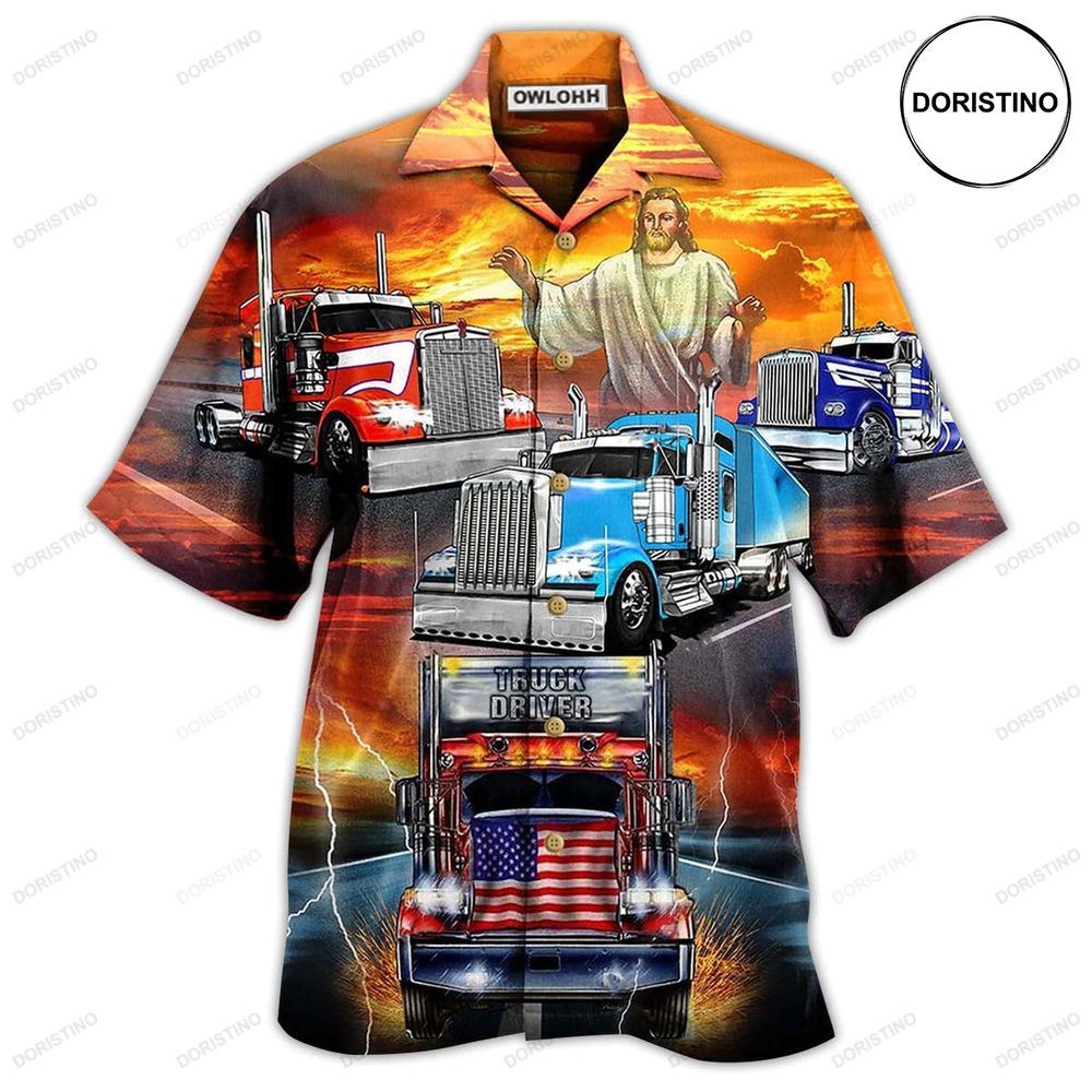 Truck Driver Jesus Bless In The Sunset Hawaiian Shirt