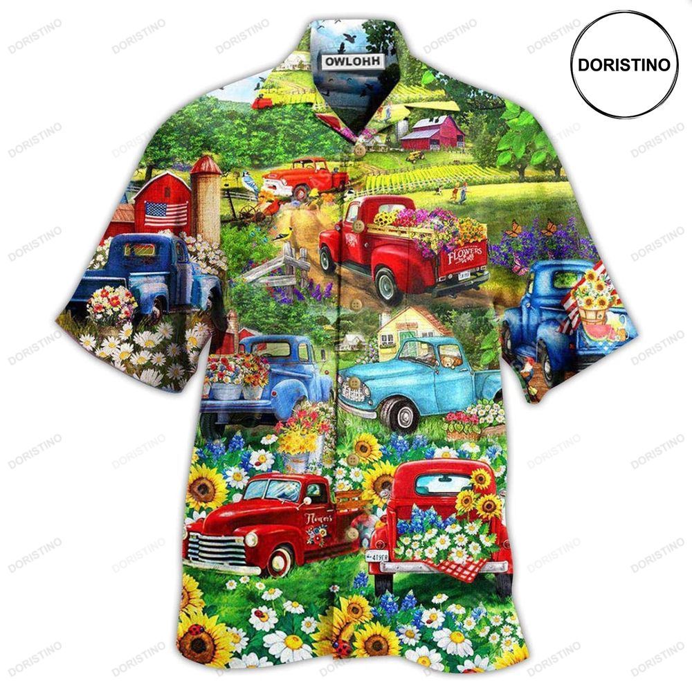 Truck Flower Pickup In The Flower Field Limited Edition Hawaiian Shirt