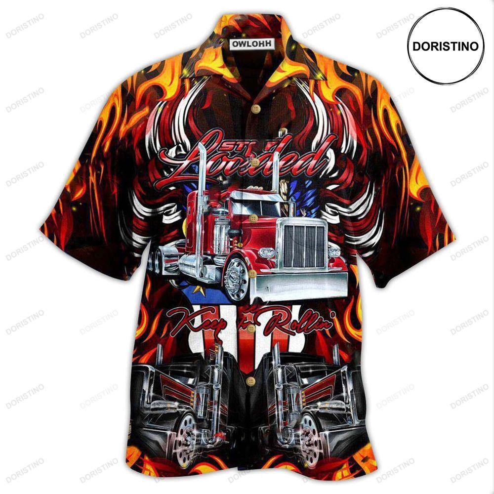 Truck Keep On Rolling Truckers In Fire Awesome Hawaiian Shirt