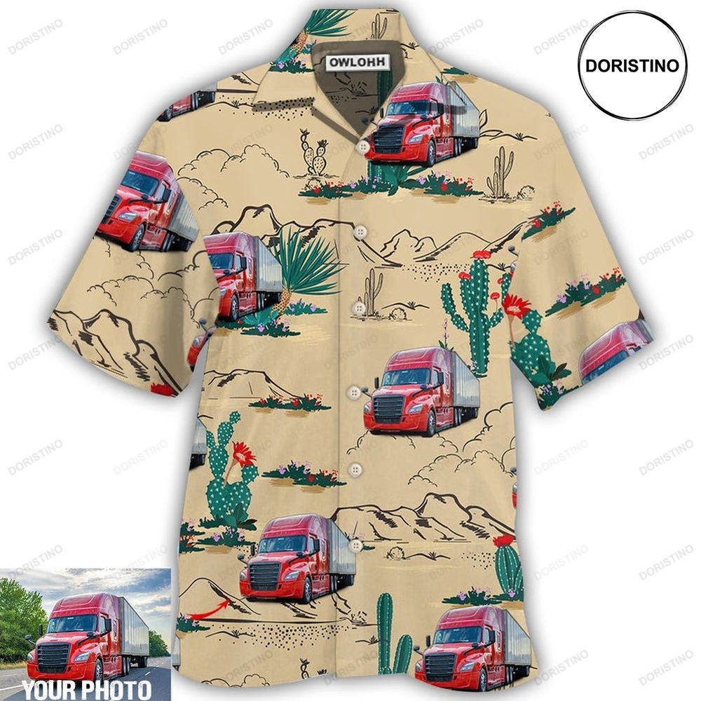 Truck Semitrailer Cactus Truck Desert Custom Photo Awesome Hawaiian Shirt