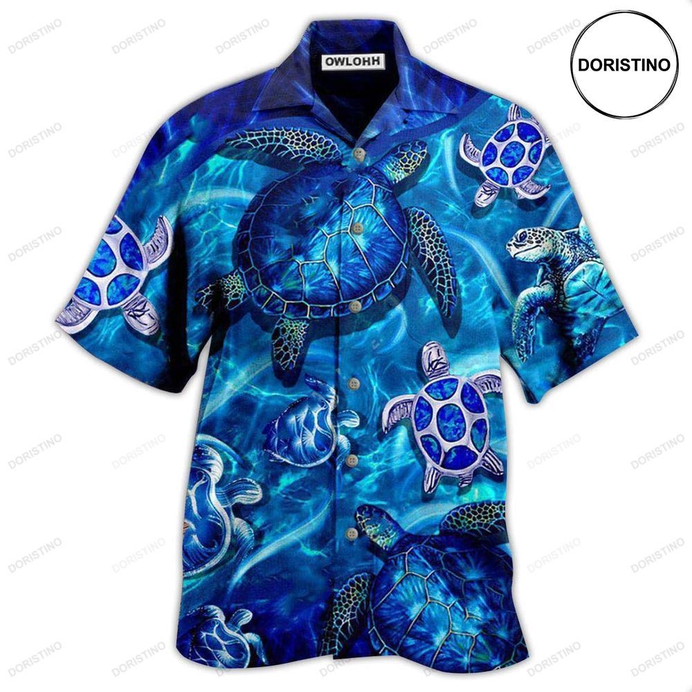 Turtle Go With The Flow In Ocean Awesome Hawaiian Shirt