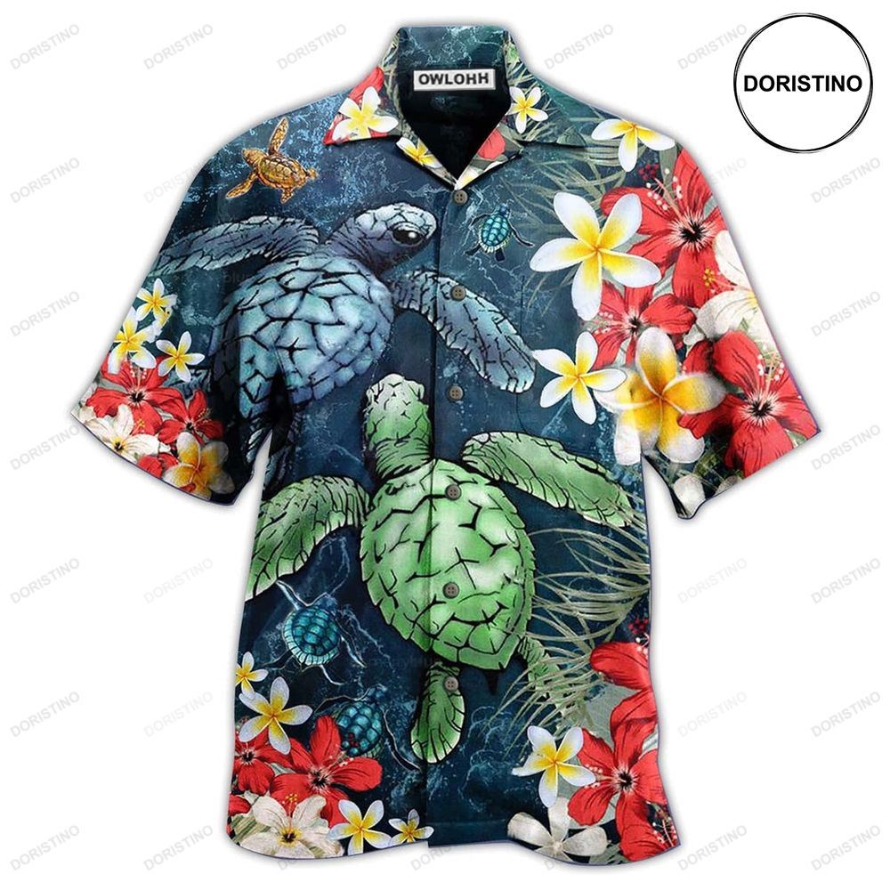 Turtle Love Flowers Hawaiian Shirt