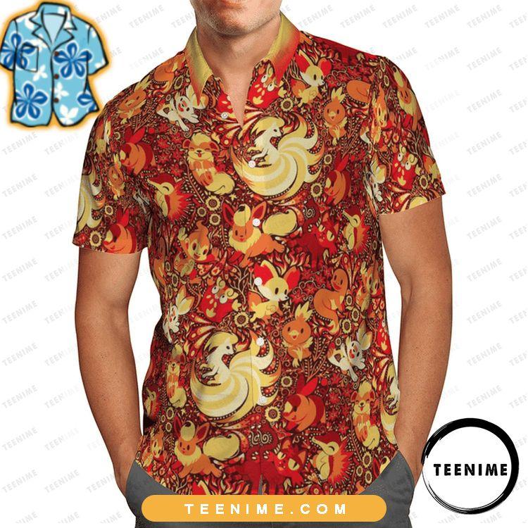 Pokemon Fire Type Paisley Pattern Full Printing Teenime Awesome Hawaiian Shirt