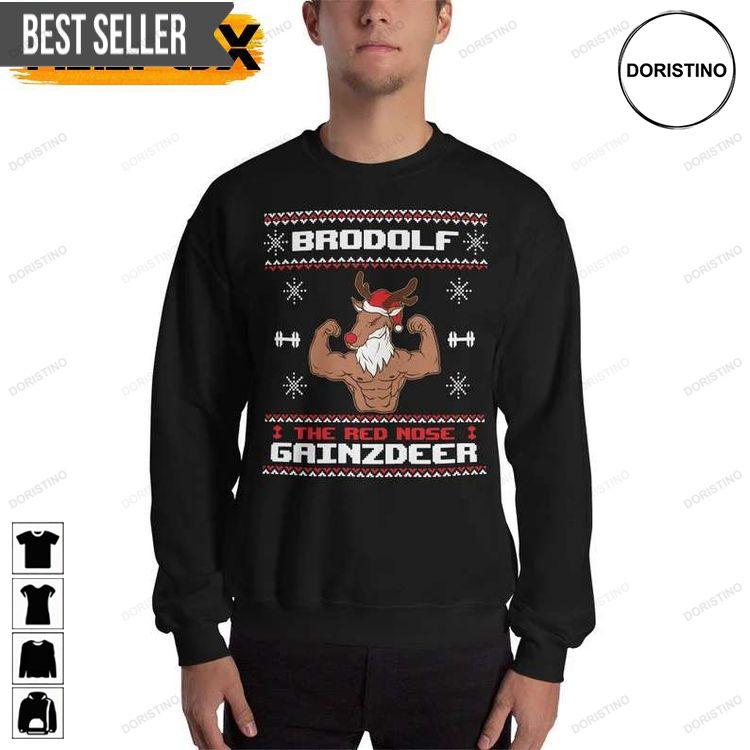 Brodolf The Red Nose Gainzdeer Gym Christmas Gift Doristino Trending Style