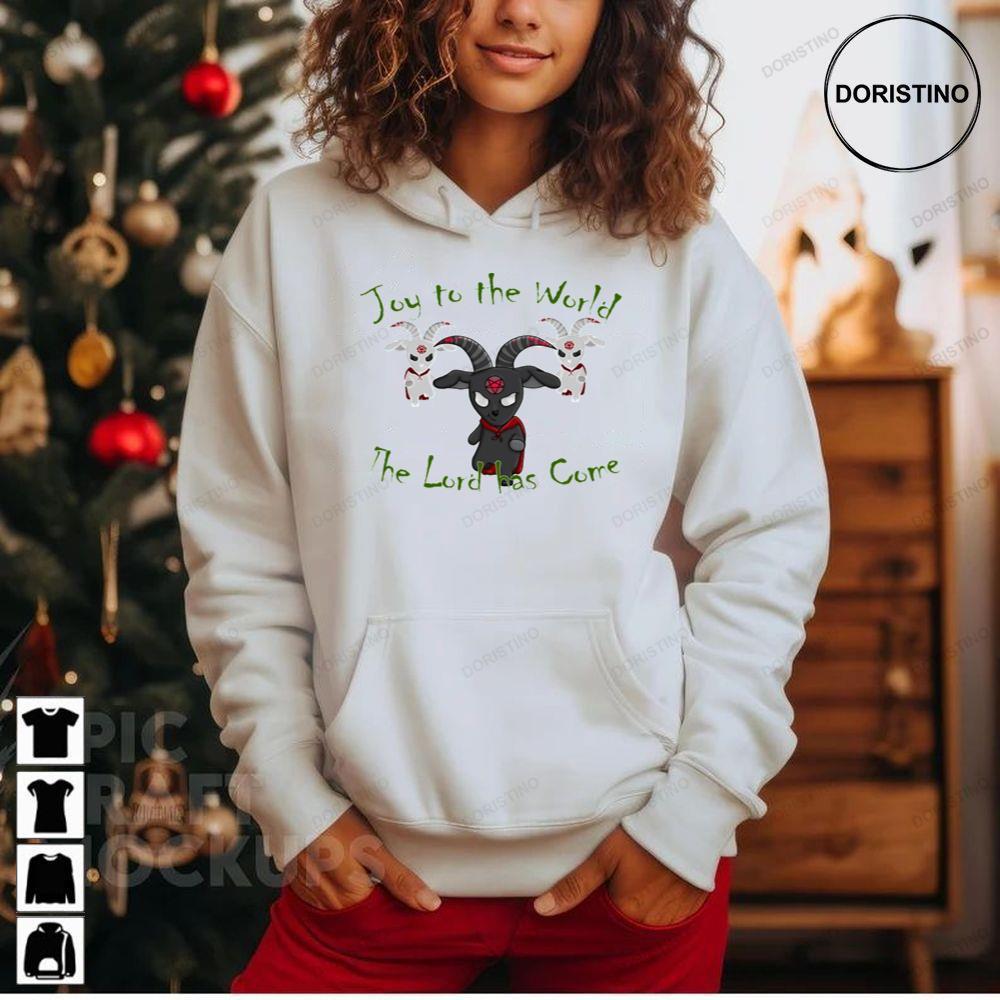 Joy To The World The Lord Has Come Hail Satan Christmas Goat 2 Doristino Hoodie Tshirt Sweatshirt