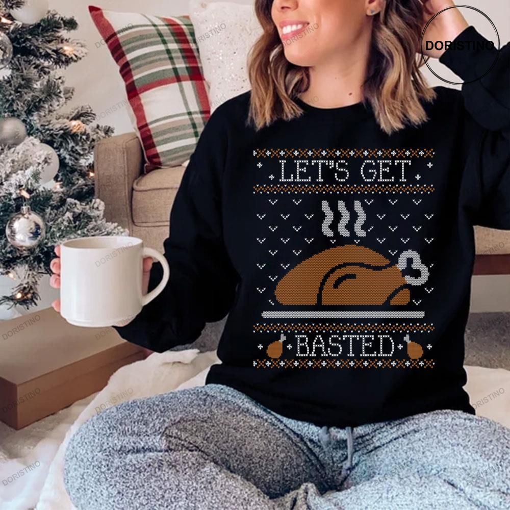 Lets Get Basted Thanksgiving Knit Pattern Awesome Shirt