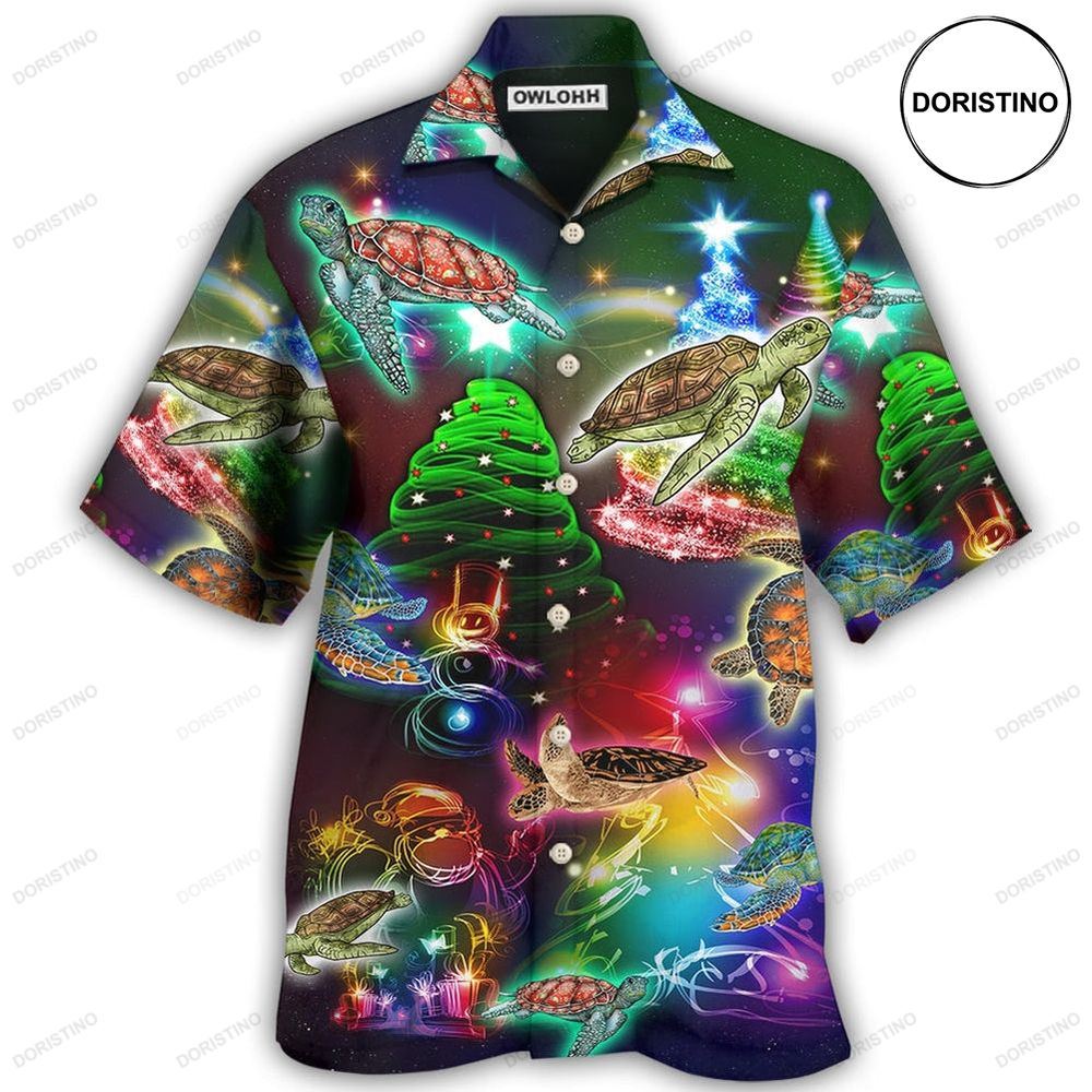 Turtle Neon Light Merry Christmas Lovely Limited Edition Hawaiian Shirt
