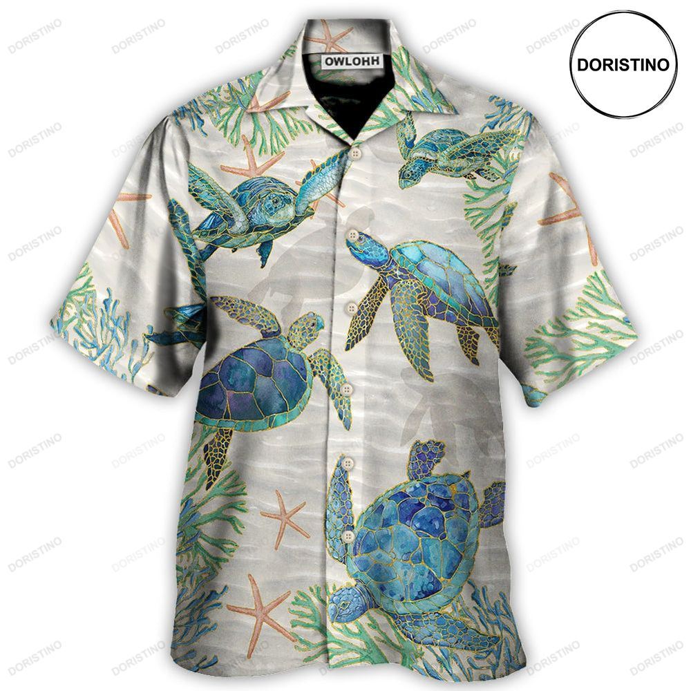 Turtle Peaceful Relaxing Calm Of The Beach And Ship With Sails Awesome Hawaiian Shirt