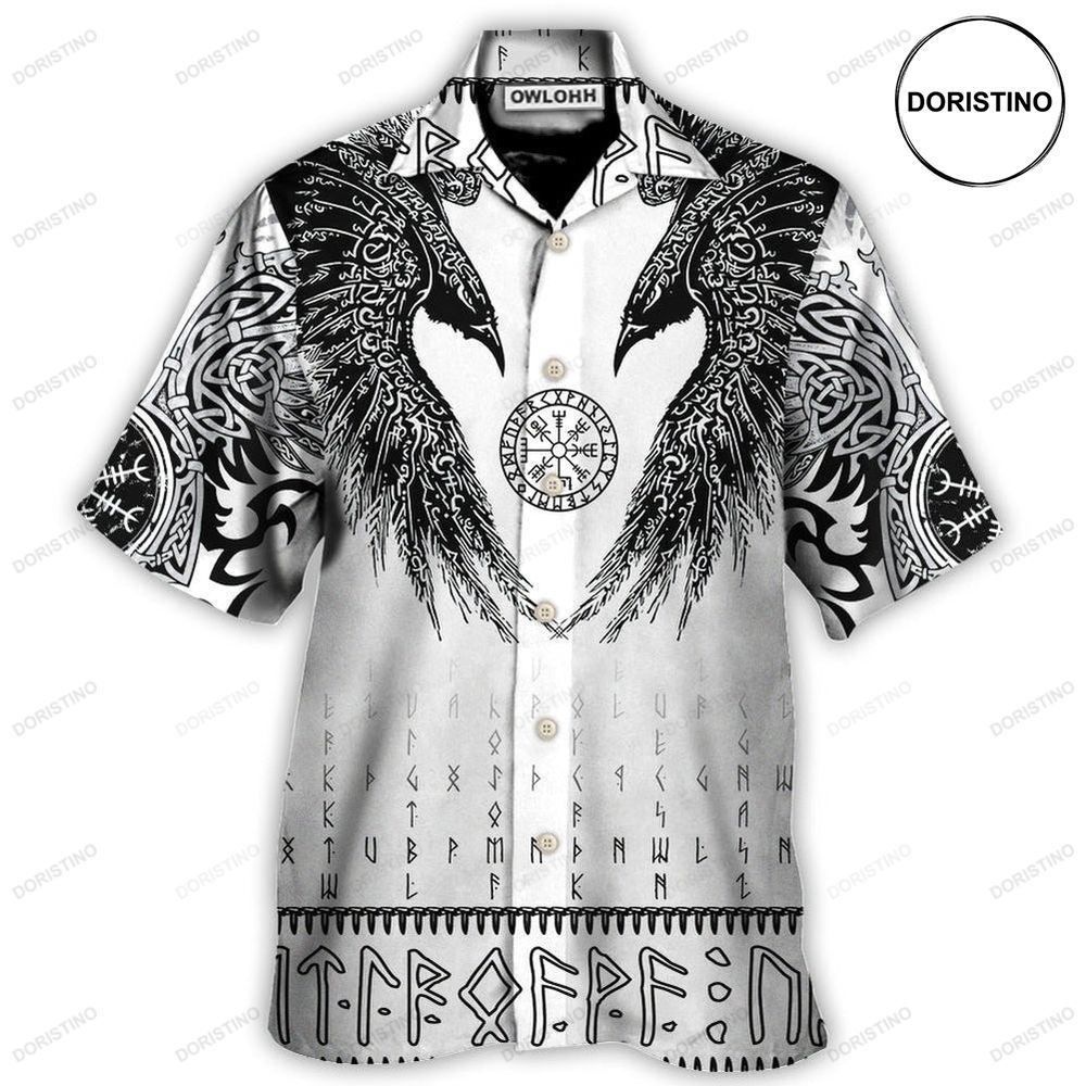 Viking Black Runic Raven Scandinavian Limited Edition Hawaiian Shirt