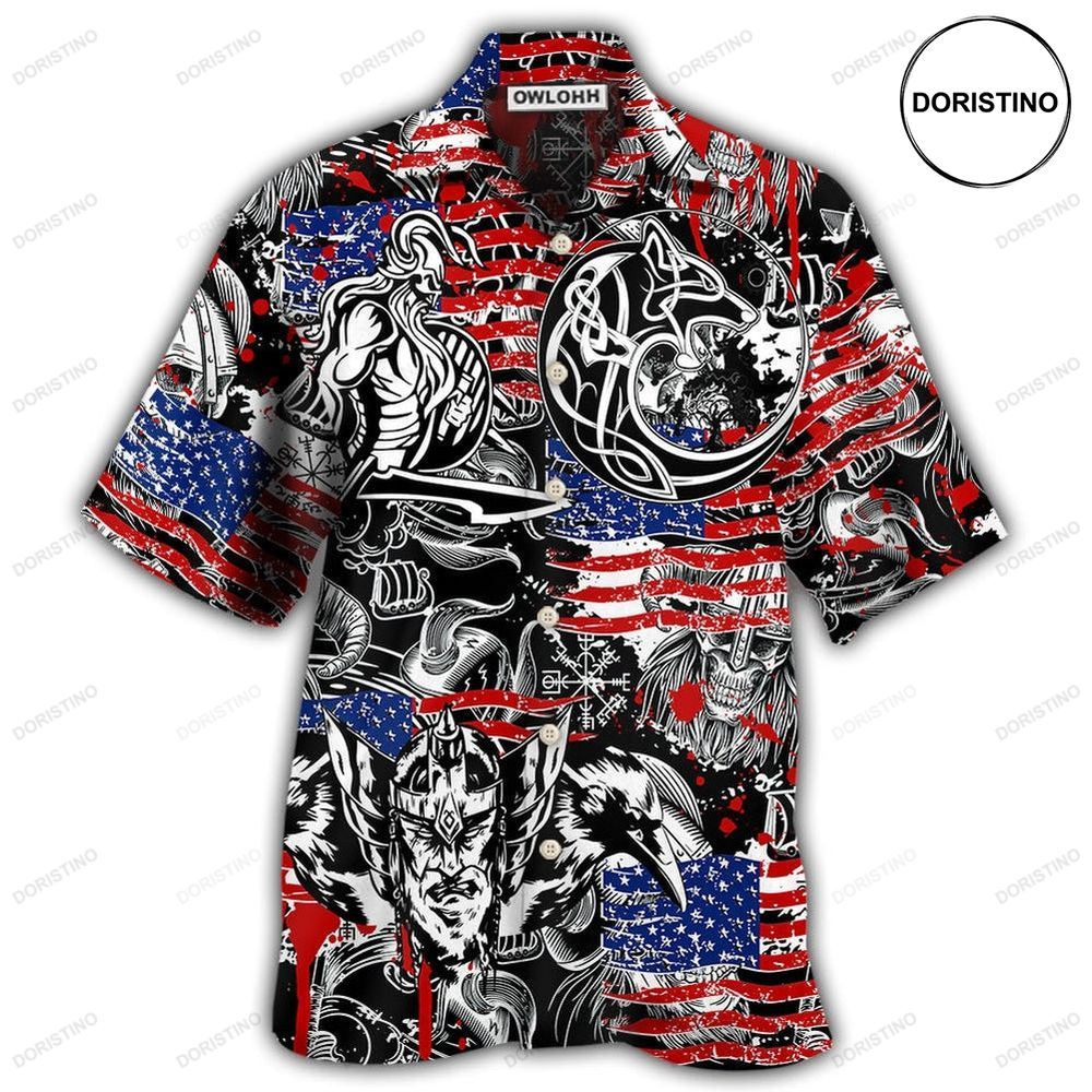 Viking Independence Day Odin Warrior And Wolf Awesome Hawaiian Shirt