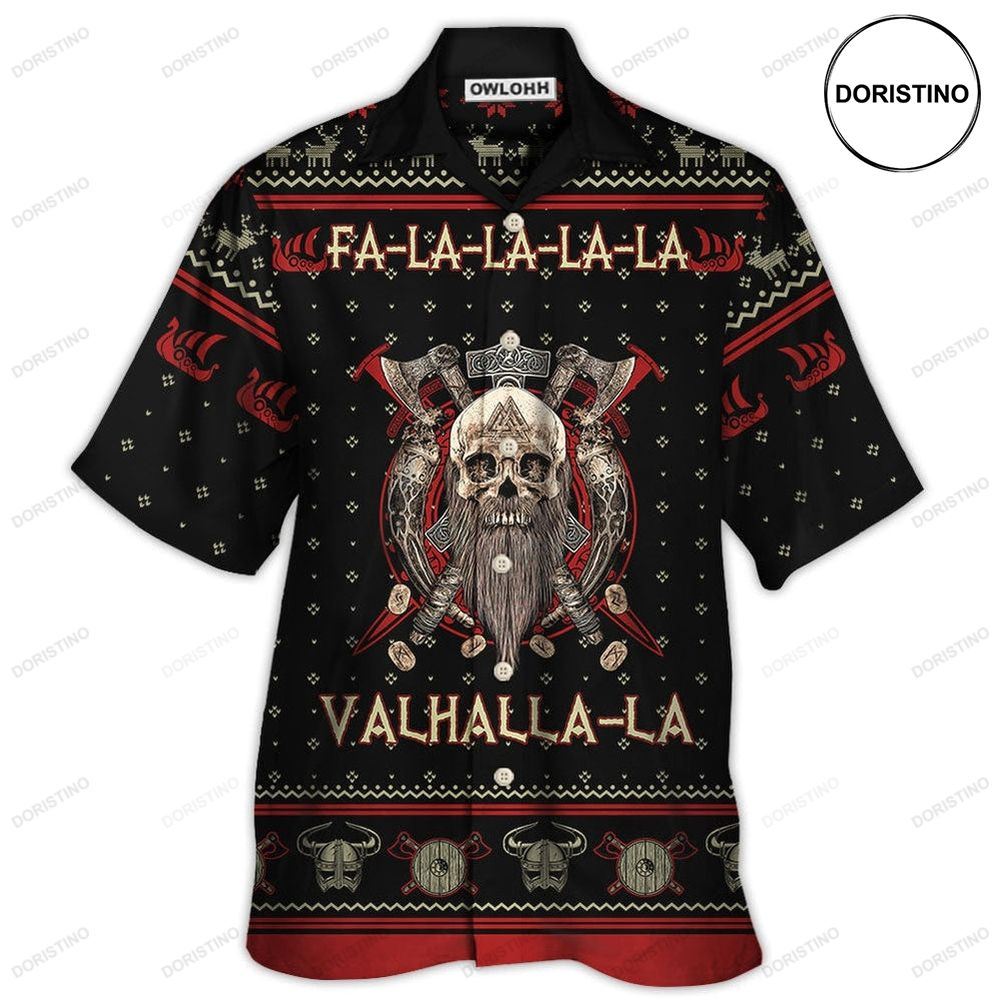 Viking Valhalla Black And Red Fa La La Awesome Hawaiian Shirt